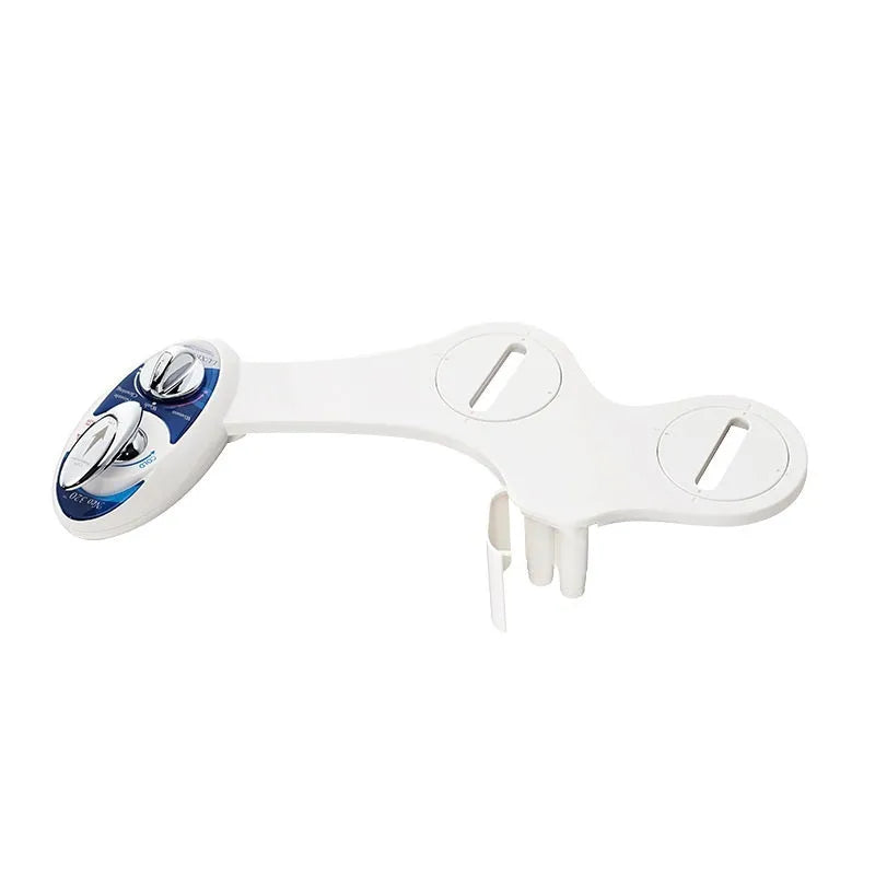 Self cleaning bidet toilet water spray with dual nozzles in white ABS plastic for anal and feminine wash