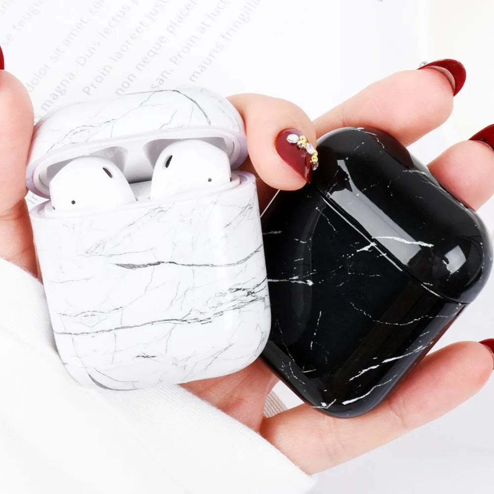 Marble pattern PC protective cover for Apple AirPods second generation, 9 colours, lightweight case