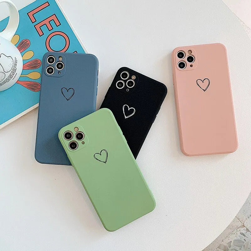 Silicone iPhone case in various colours showing back cover design for multiple models