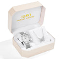 Rhinestone butterfly necklace quartz watch with round dial, alloy strap, and pin buckle