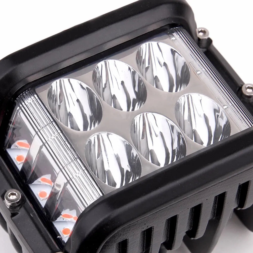 45W LED three-sided two-colour yellow work light with aluminium alloy housing and universal vehicle fit