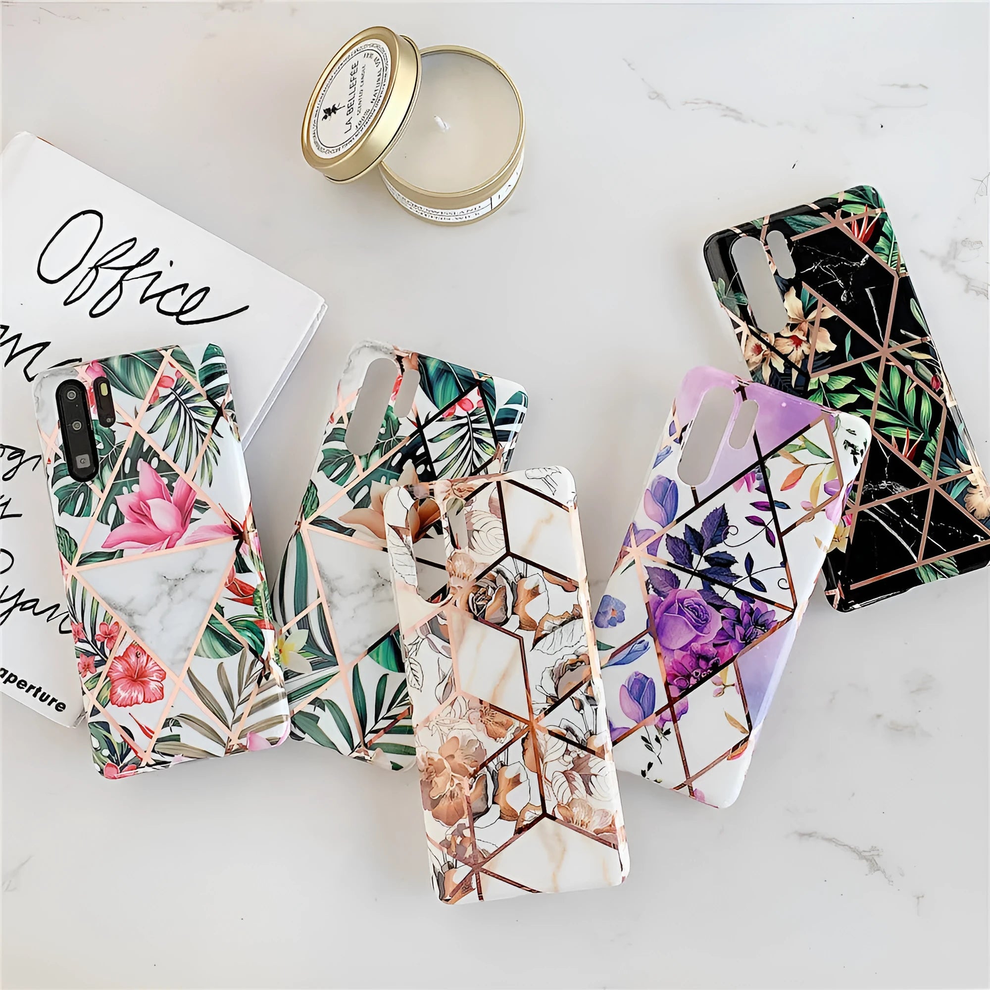 Huawei phone case with floral lattice pattern in TPU and PC back cover design