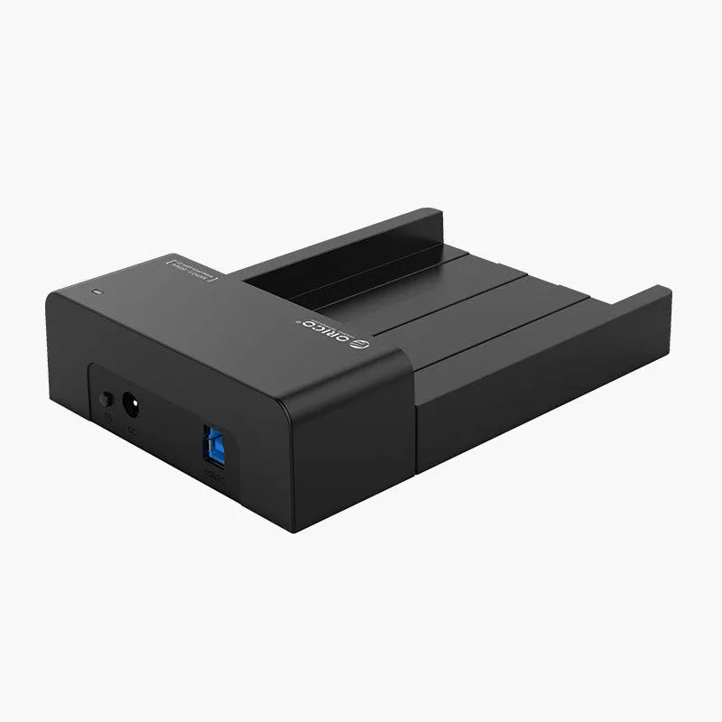 Black 3.5-inch SATA hard drive enclosure box with USB cable for external desktop HDD conversion