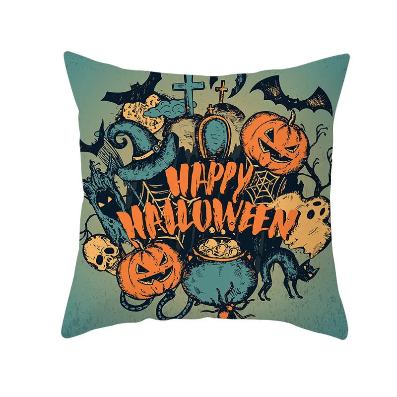 Halloween pillowcase 45x45cm in peach skin fabric with modern simple square design for living room cushion