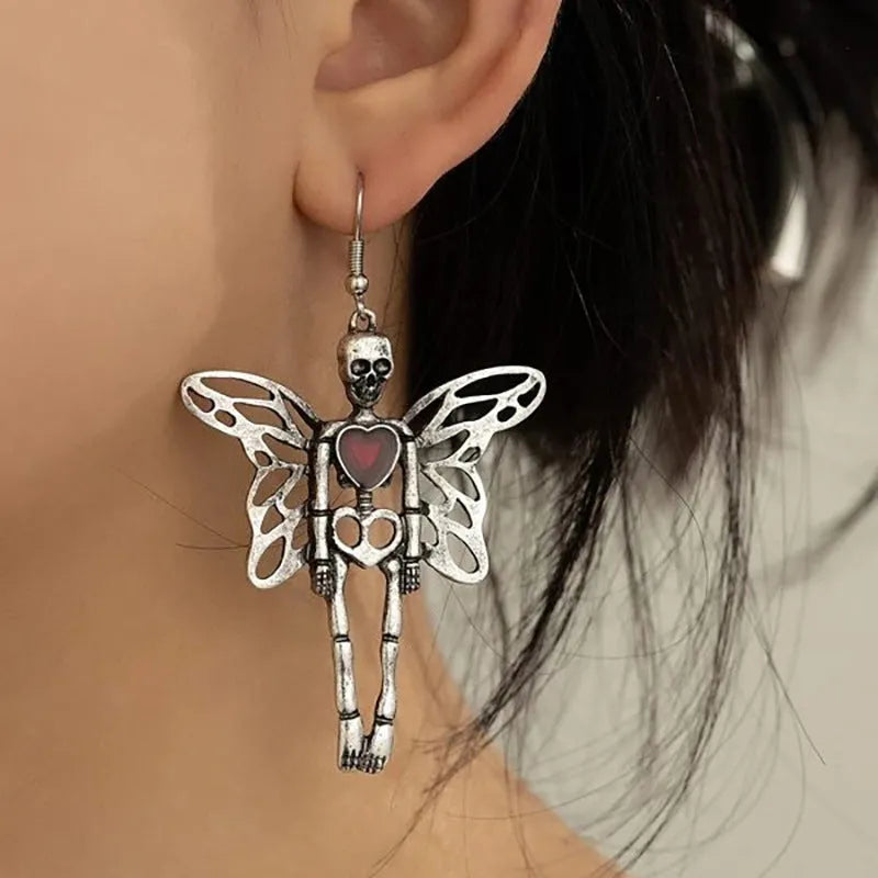 Halloween skeleton earrings alloy exaggerated skull drop earrings for women ER23Y0679