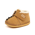 Children's cotton-padded winter shoes in dark brown with cow suede upper and Velcro fastening