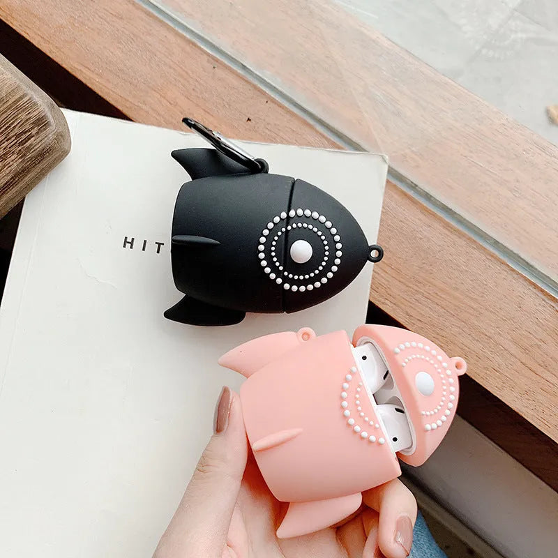 Pink silicone protective case cover for Apple AirPods 2 charging case showing port openings