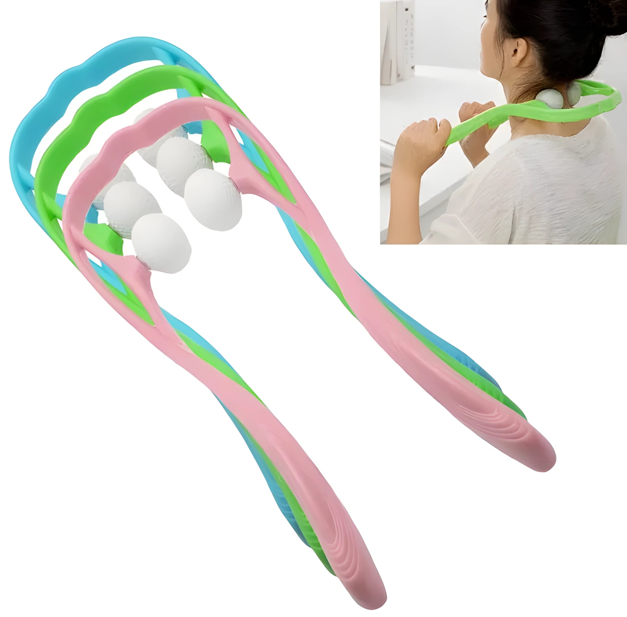 Plastic pressure point therapy neck massager with adjustable stand in blue colour