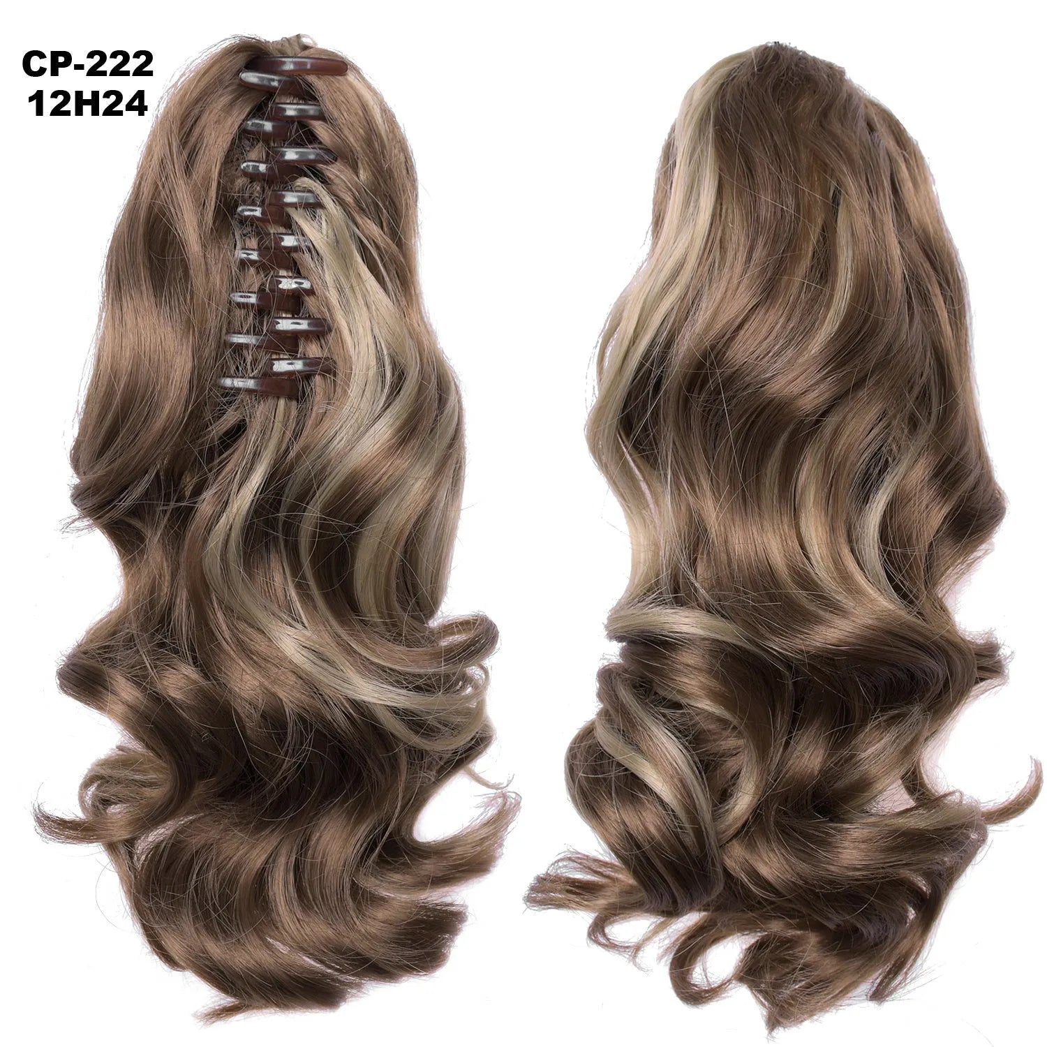 Long wave ponytail wrap around clip in hair extension 40cm chemical fiber natural wave grey hairpiece