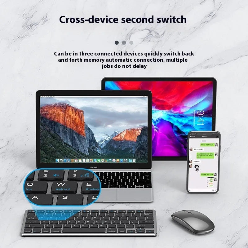 Ultra-thin wireless keyboard and mouse set in black, gunmetal grey, or silver with USB receiver and protective cover