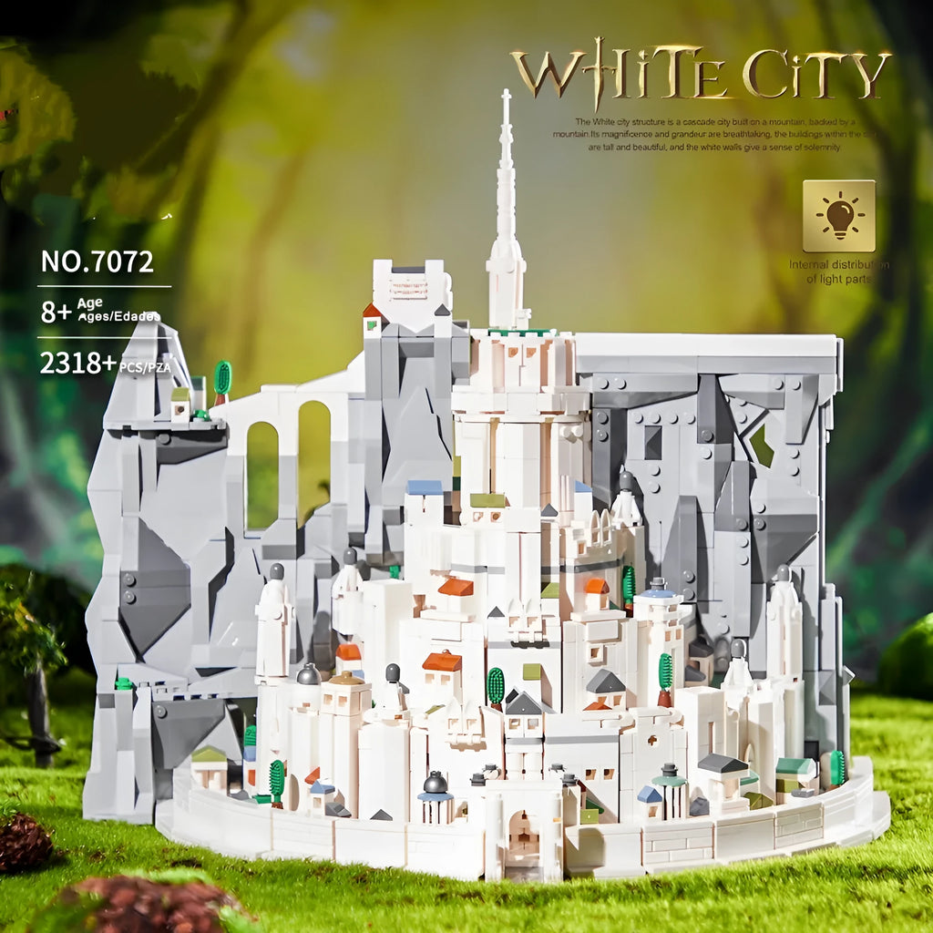 7072 Baicheng Imperial Capital castle model building blocks set with lights in colour box packaging