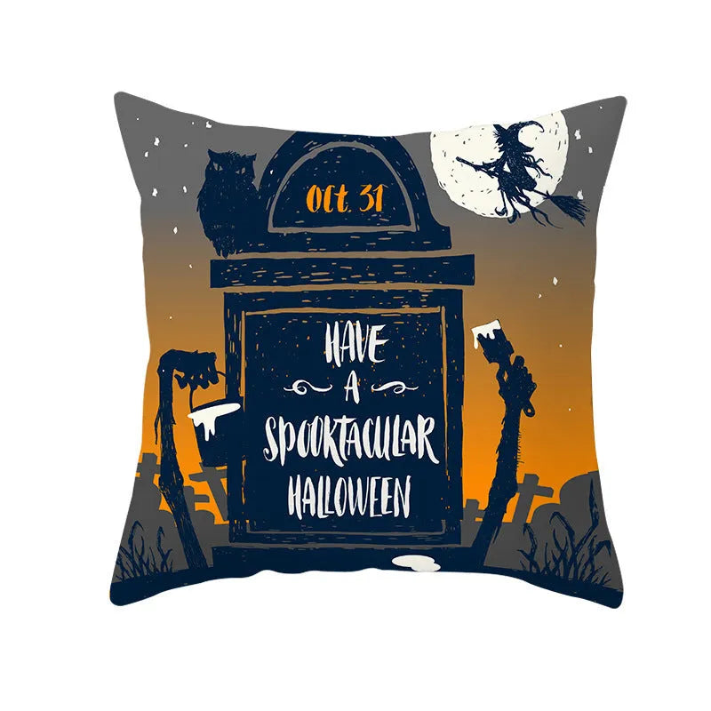 Halloween pillowcase 45x45cm in peach skin fabric with modern simple square design for living room cushion