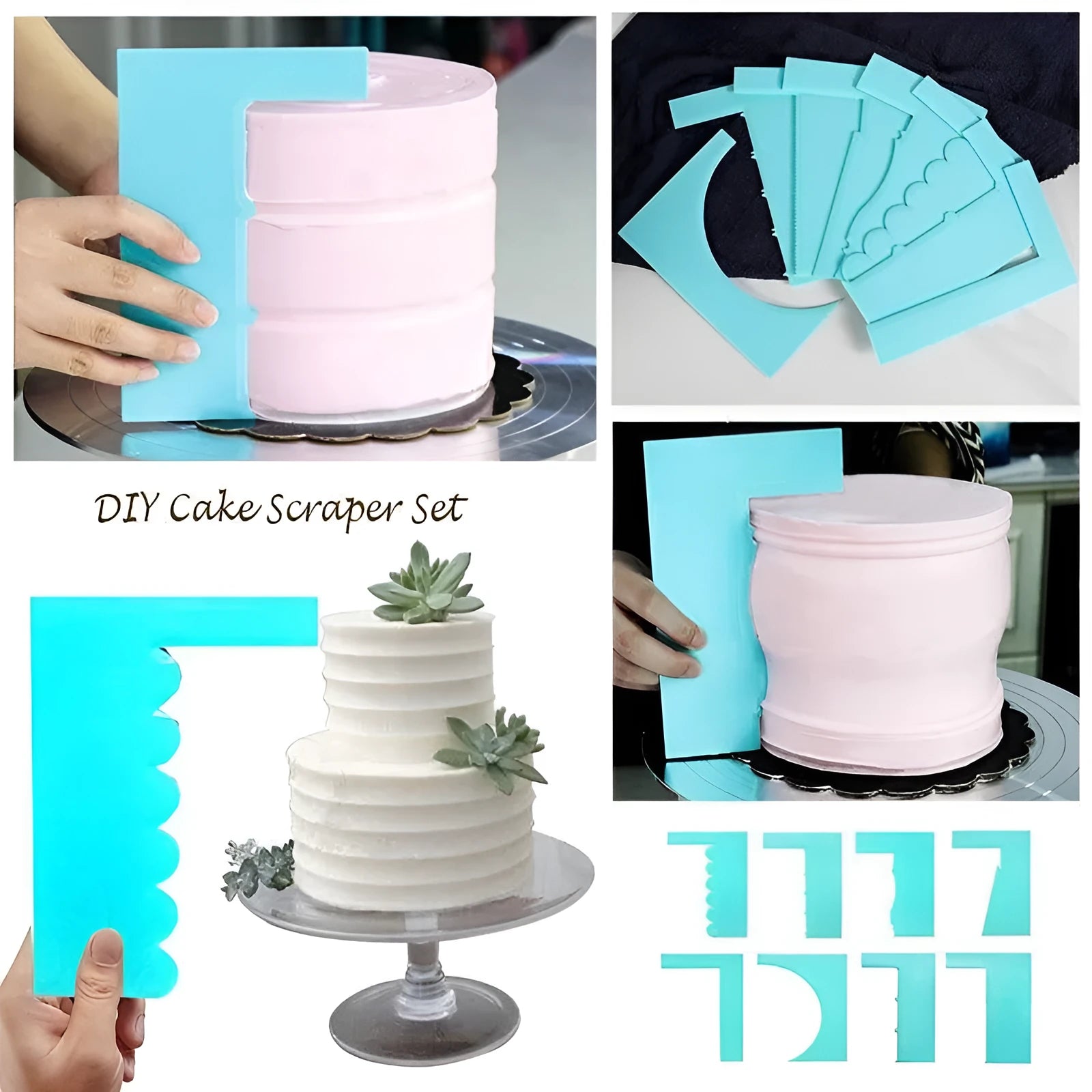 Plastic cream icing pattern scraper with regular polygon shape for cake decoration