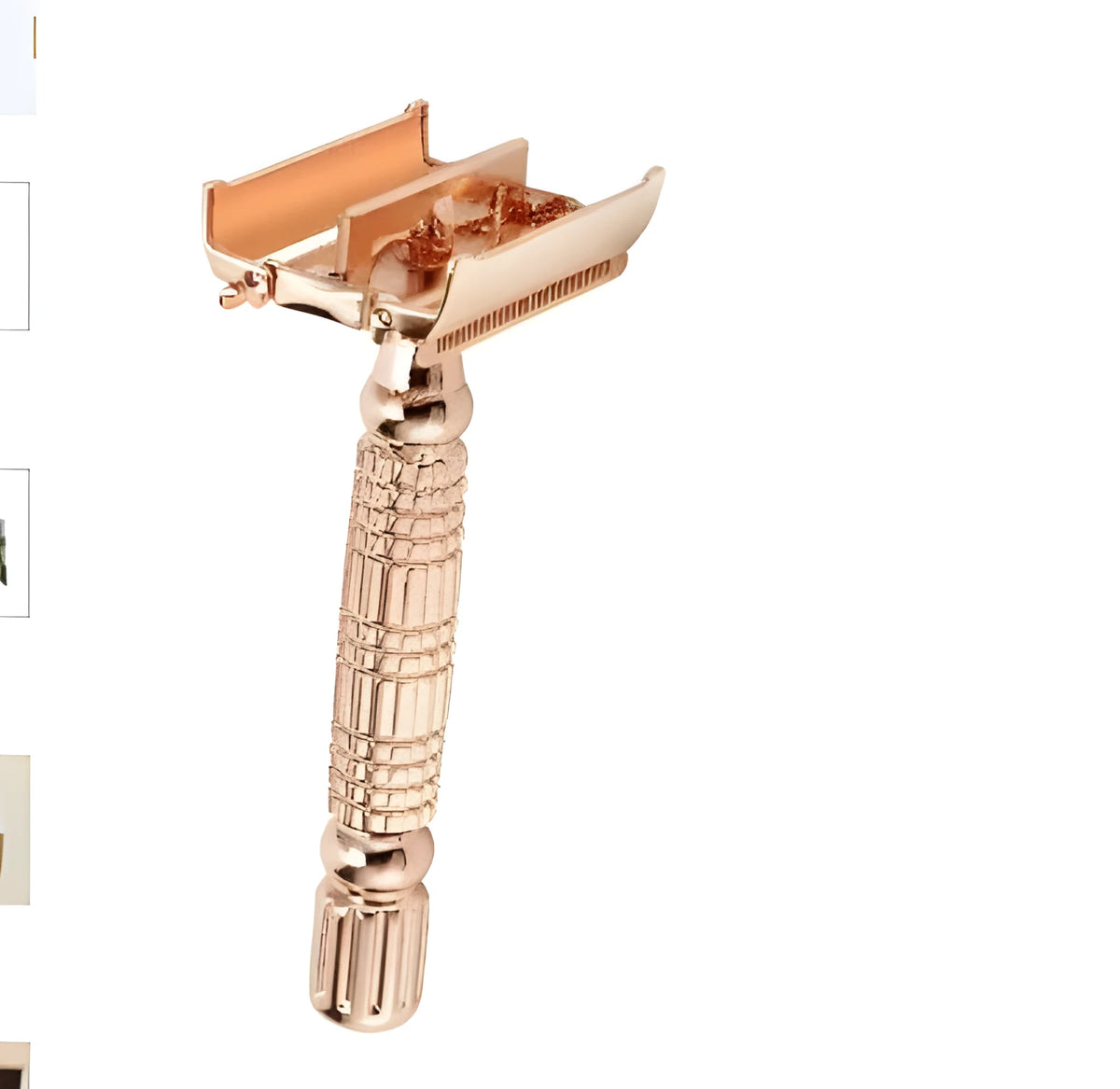 Rose gold chrome plated alloy double edge safety razor with butterfly mechanism in storage box with mirror