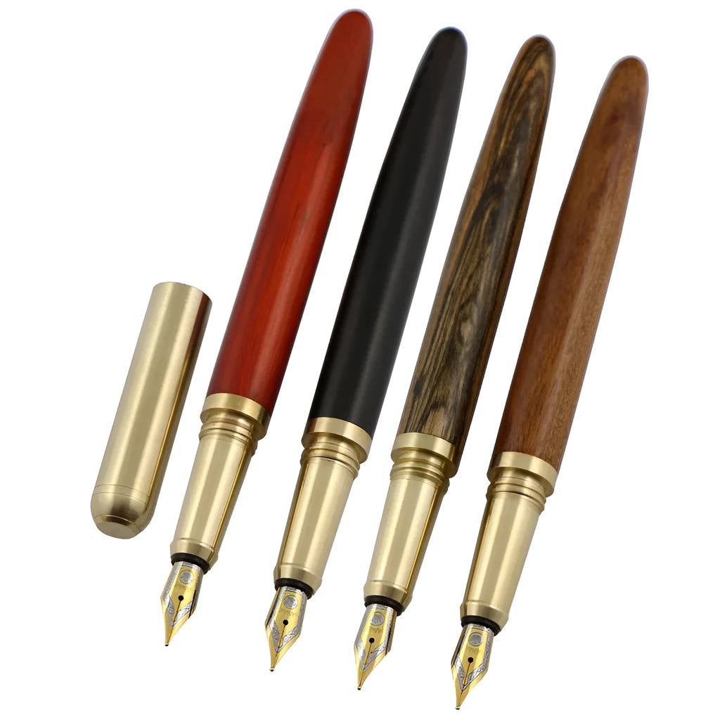 African rosewood fountain pen with brass cap and 0.7mm stainless steel nib
