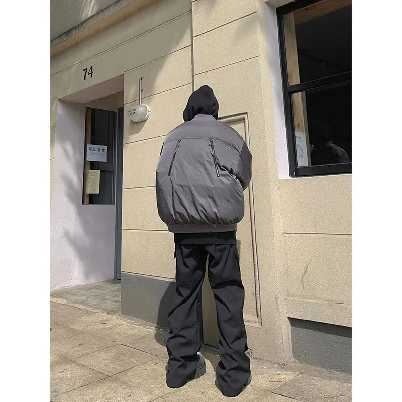 Black Warrior design plaid overalls for men, low waist trousers in black chemical fibre blend