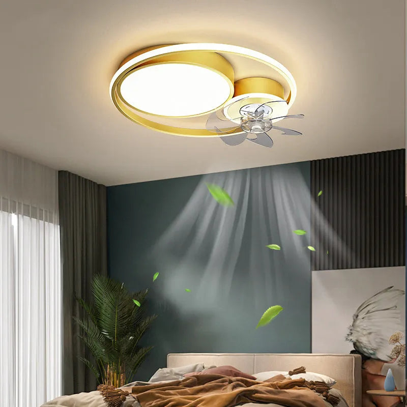 European style ceiling fan light with 48cm metal blades and acrylic lampshade