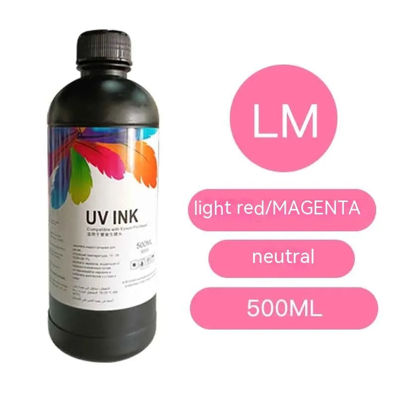 500ml UV ink bottle for Epson flatbed and coil printers with eight colour options
