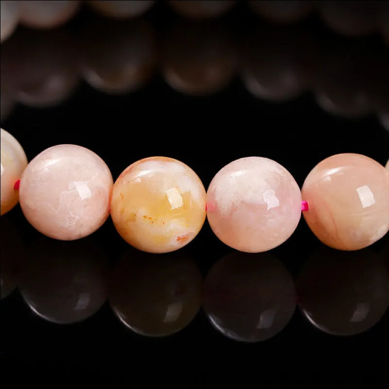 Natural cherry agate bracelet with geometric round beads in sweet fashion style