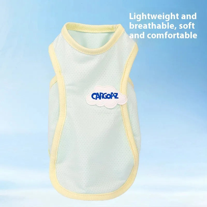 Grass green polyester cat summer vest with sports style design and anti-lint properties