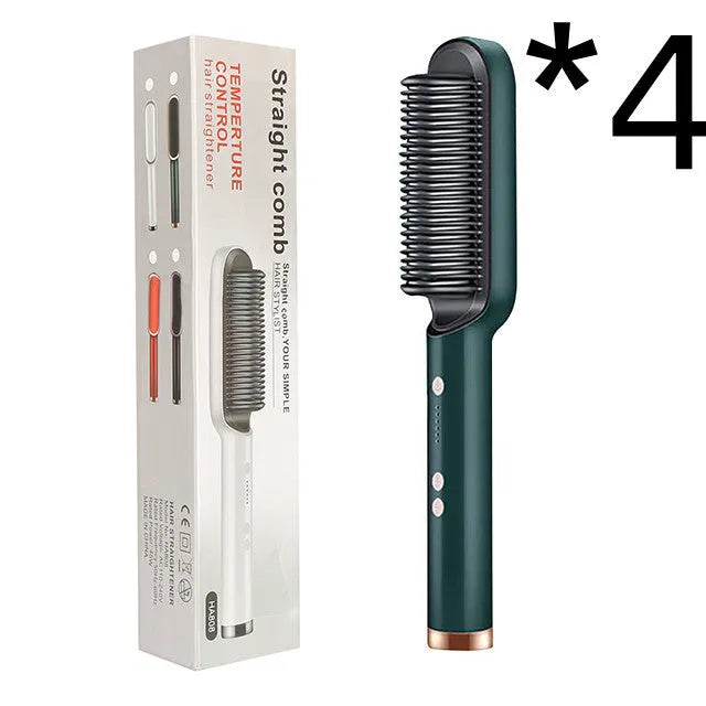 Red dual-purpose hair straightener and curling tong with tourmaline ceramic plates