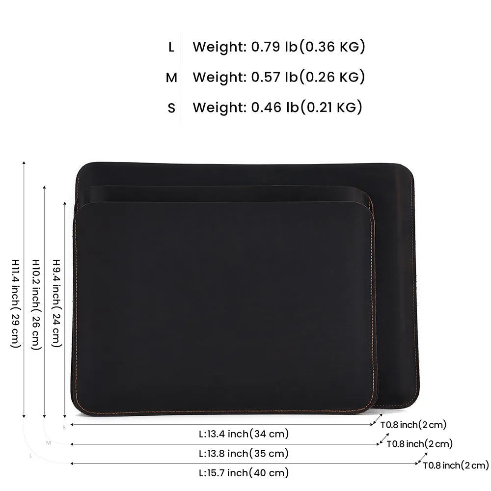 Men's brown horizontal computer bag in genuine Crazy Horse leather with liner design