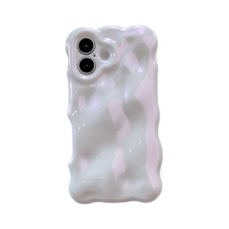 Niche Advanced Sense Plating Shell TPU phone case with wave bubble finish in silver electroplated colour