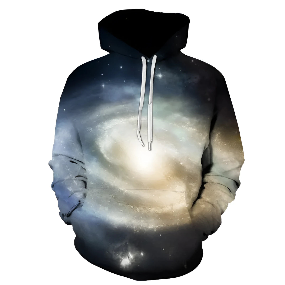 3D digital print men's hooded sweatshirt in loose fit street style with side pocket