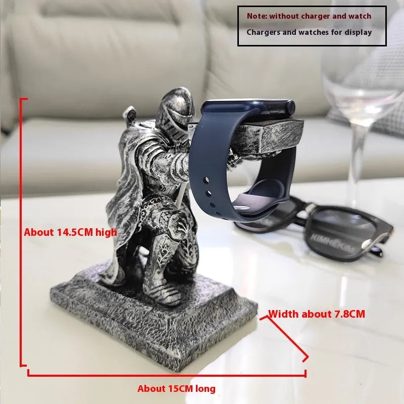 Resin half-handmade warrior smartwatch charging display stand for Apple or Huawei