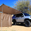 Single layer two-bedroom camping tent with aluminium alloy poles, 200x200x118cm, black glue coating, set up outdoors
