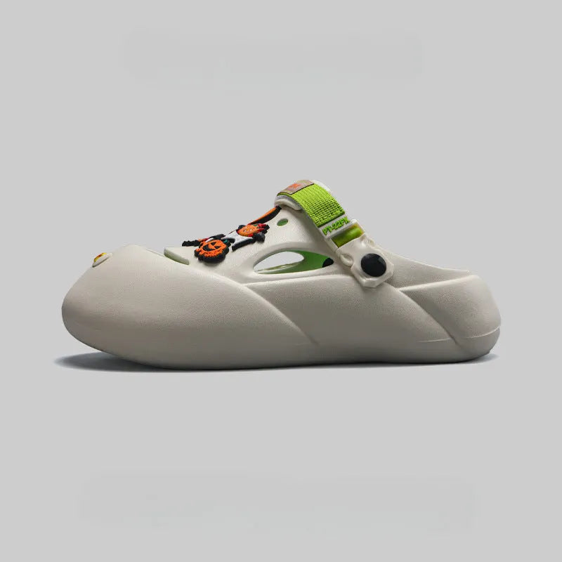 Men's grey baotou beach shoes with EVA soles shown from side view