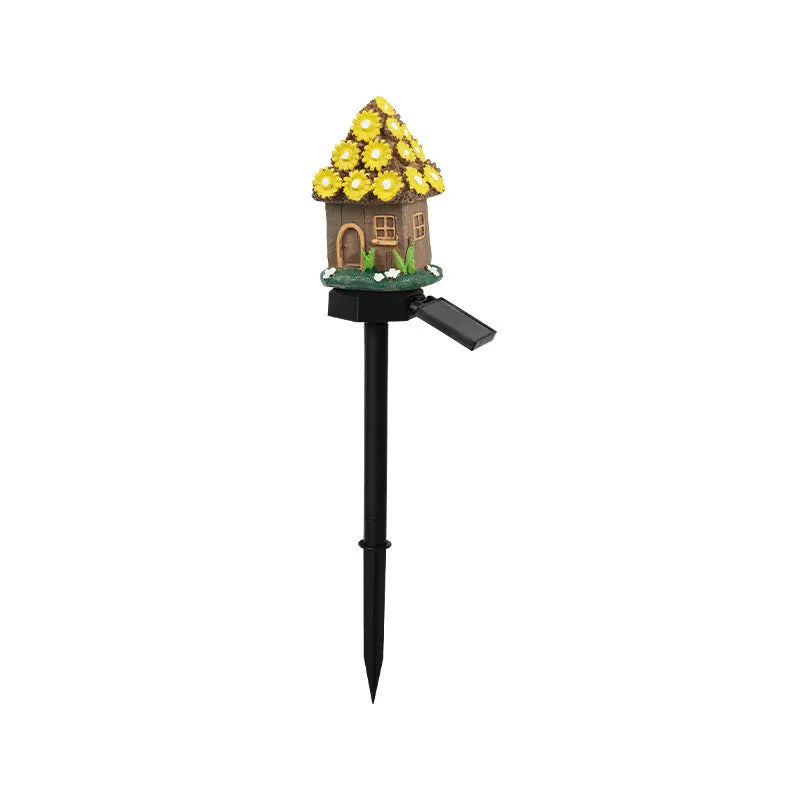 Outdoor waterproof flower-shaped solar LED light for garden resin houses with IP55 rating