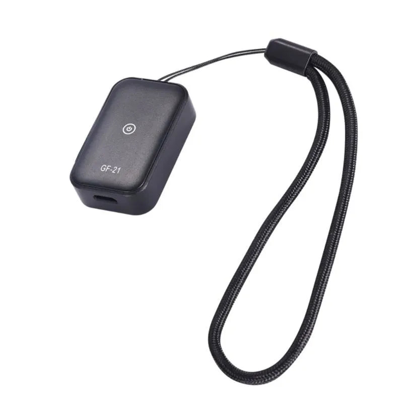 Black GPS child tracker with SOS and remote monitoring, size 2.6x1.3x4.3cm, plastic construction
