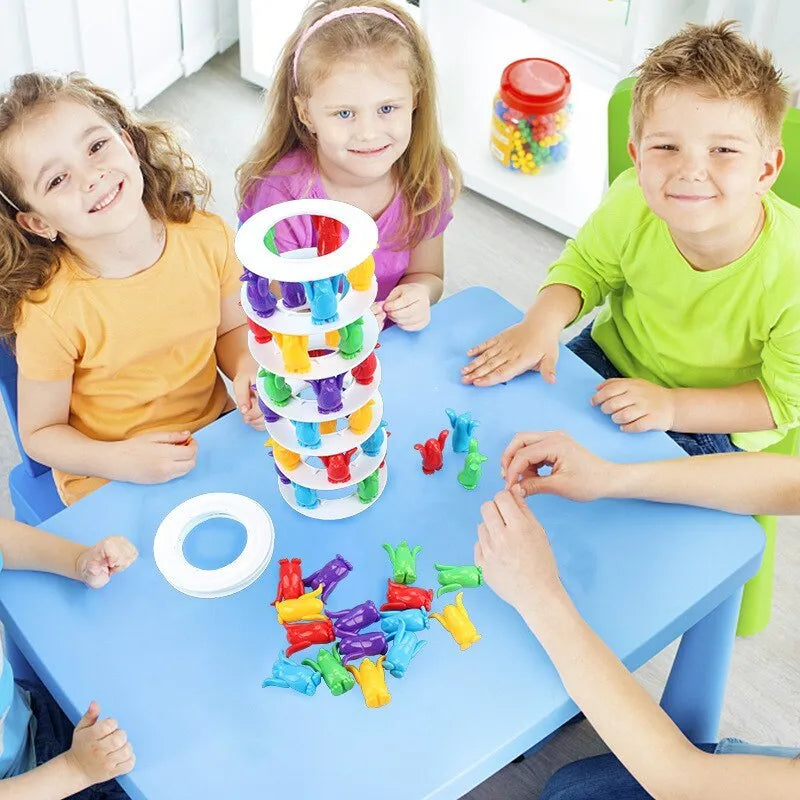 Penguin tower collapse desktop balance game with plastic blocks for children aged 4-6