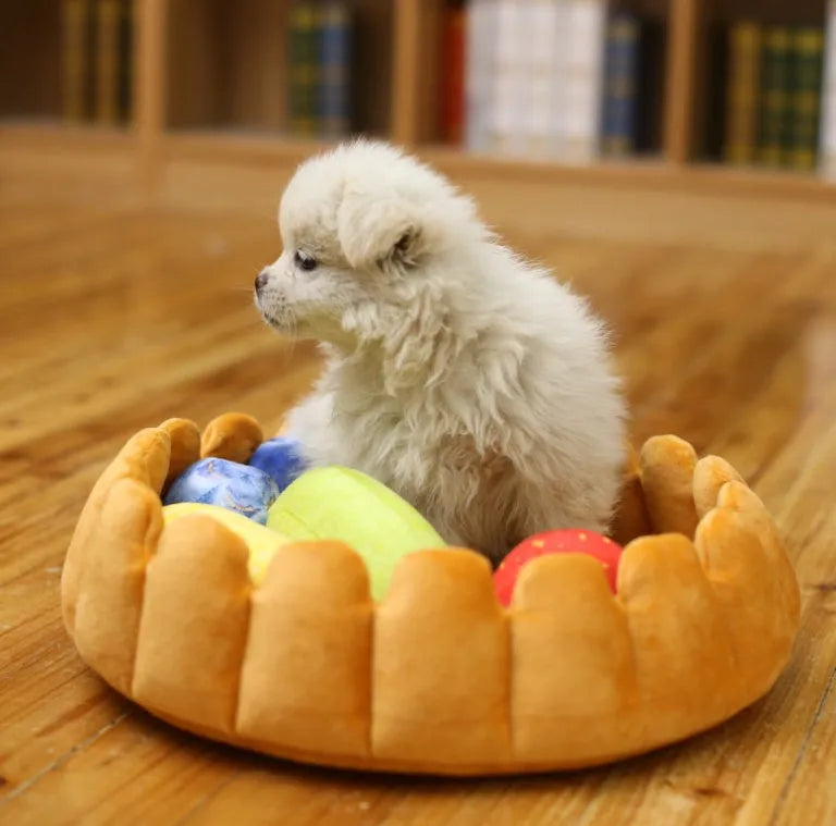 Fruit tart shaped pet bed cushion in cashmere for cats and dogs 42cm