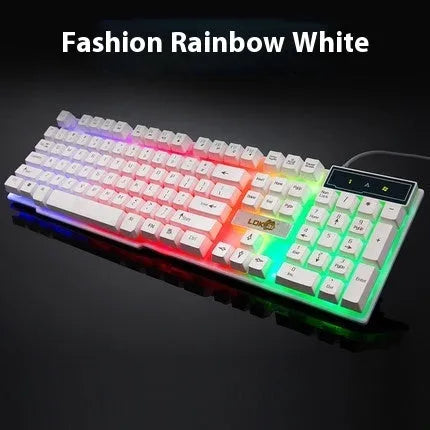 USB gaming keyboard cable with glowing RGB lighting in a braided white or black design