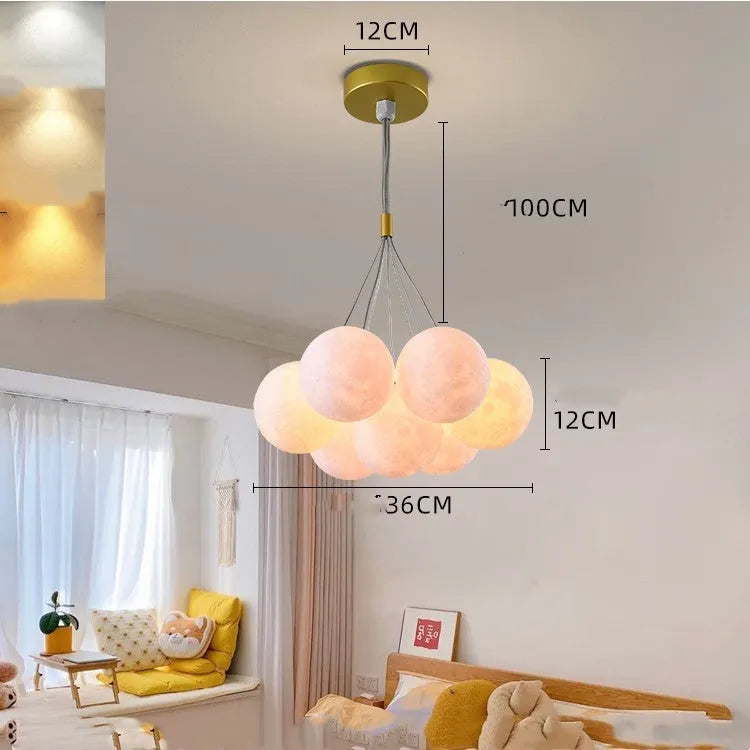 Nordic fish-shaped chandelier with moon bubble design in gold and black colour options