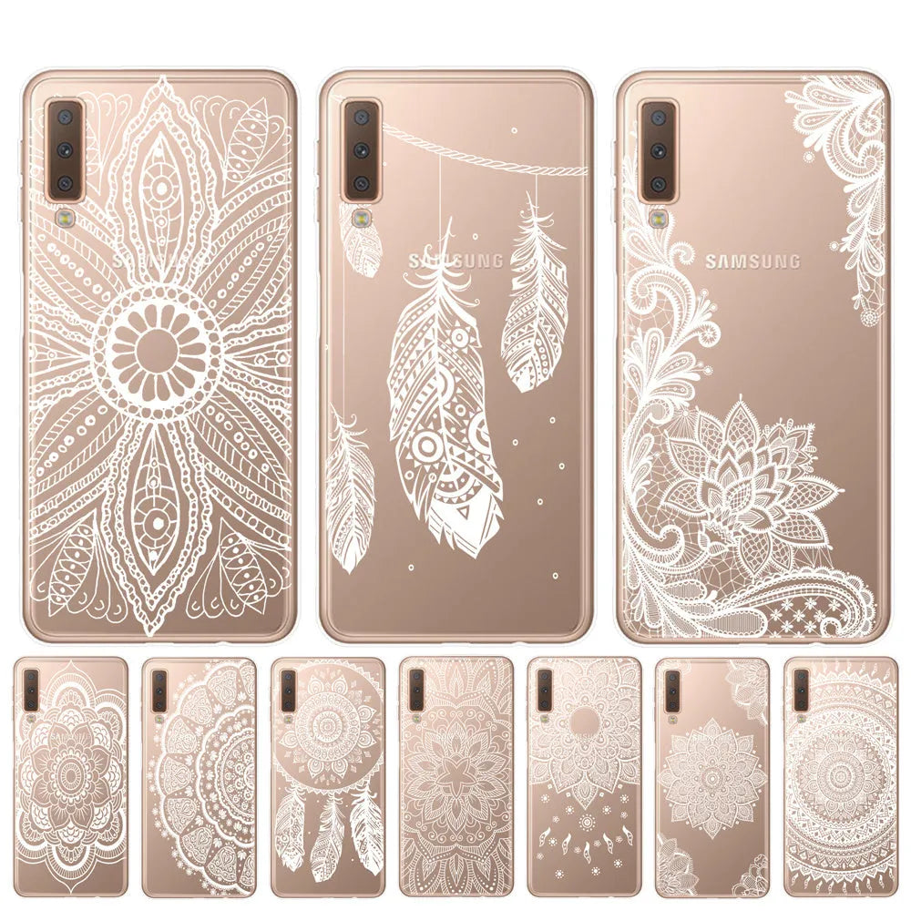 Soft silicone clear TPU phone case for A7 2018 with cartoon design in StyleA