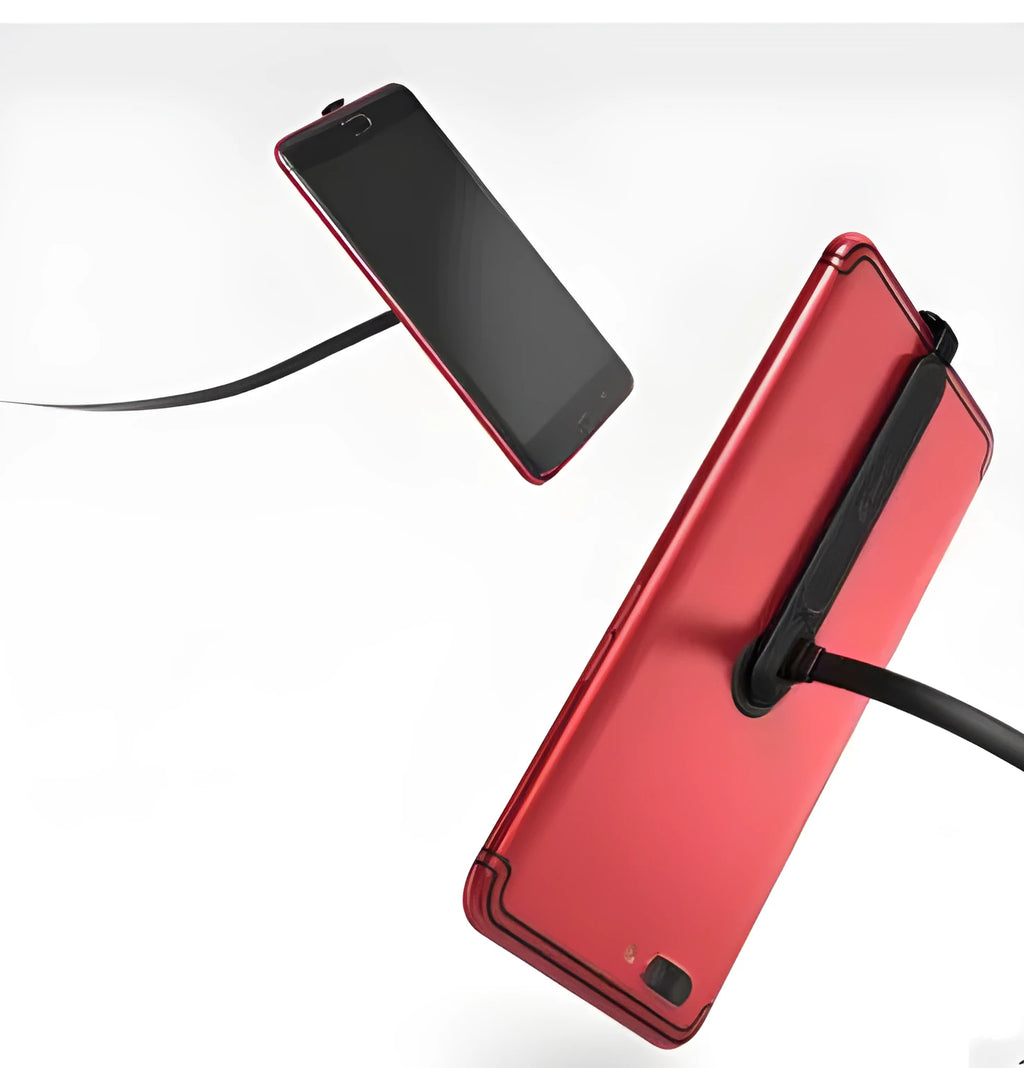 Compatible gaming phone cable with 90-degree L-shaped bend and white suction cup attached to a phone.