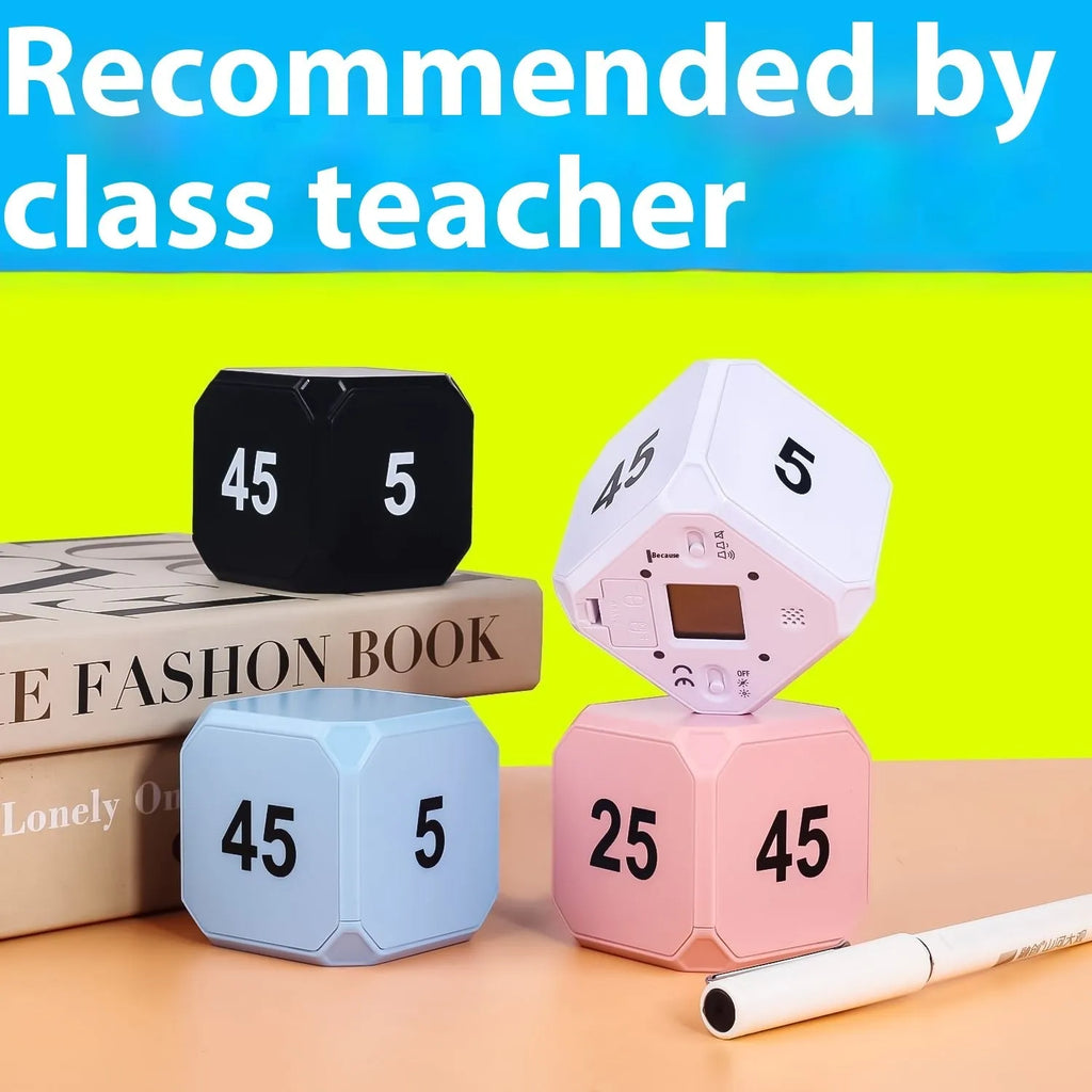 Electronic timer with four colour options white black pink blue for kitchen or study use