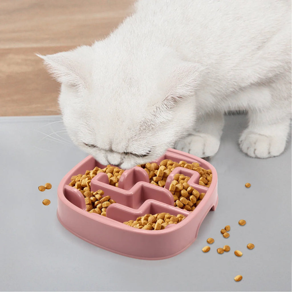 Macaron coloured maze design slow feeding bowl for cats and dogs with anti-slip base