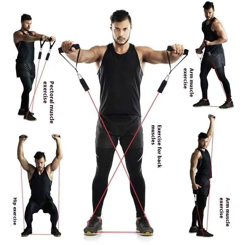 Multi-functional door sports 11-piece set with pulling rope for home fitness training