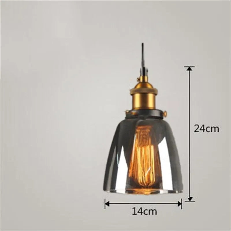 Nordic industrial glass chandelier in amber with adjustable 1.2m height