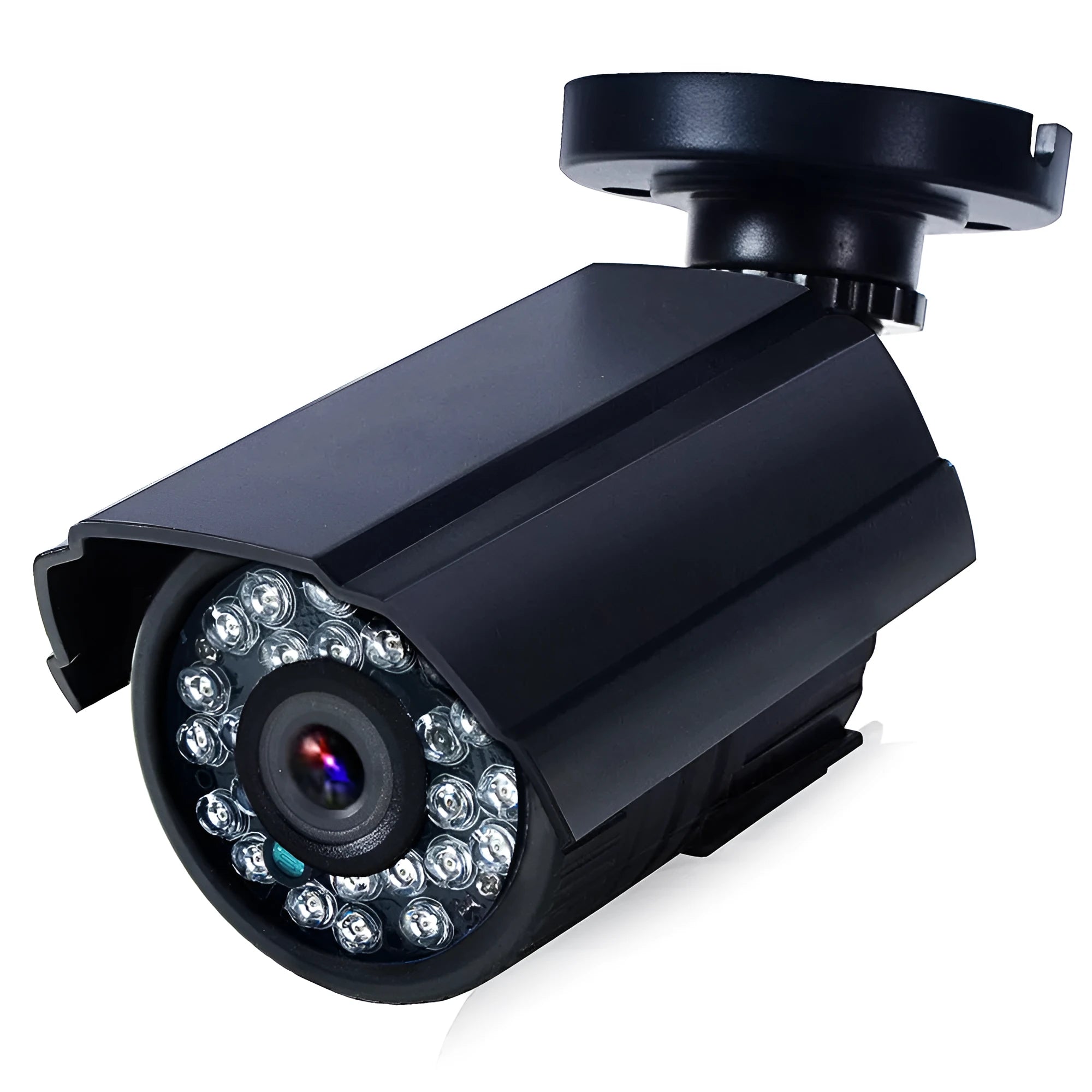Black outdoor AHD HD waterproof CCTV security camera with infrared LEDs for night vision