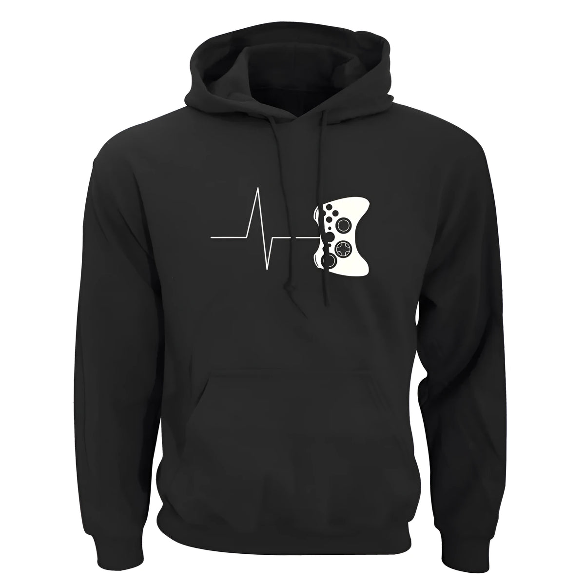 Casual men's loose long-sleeved plus fleece sweater with printed design and patch pocket in grey colour