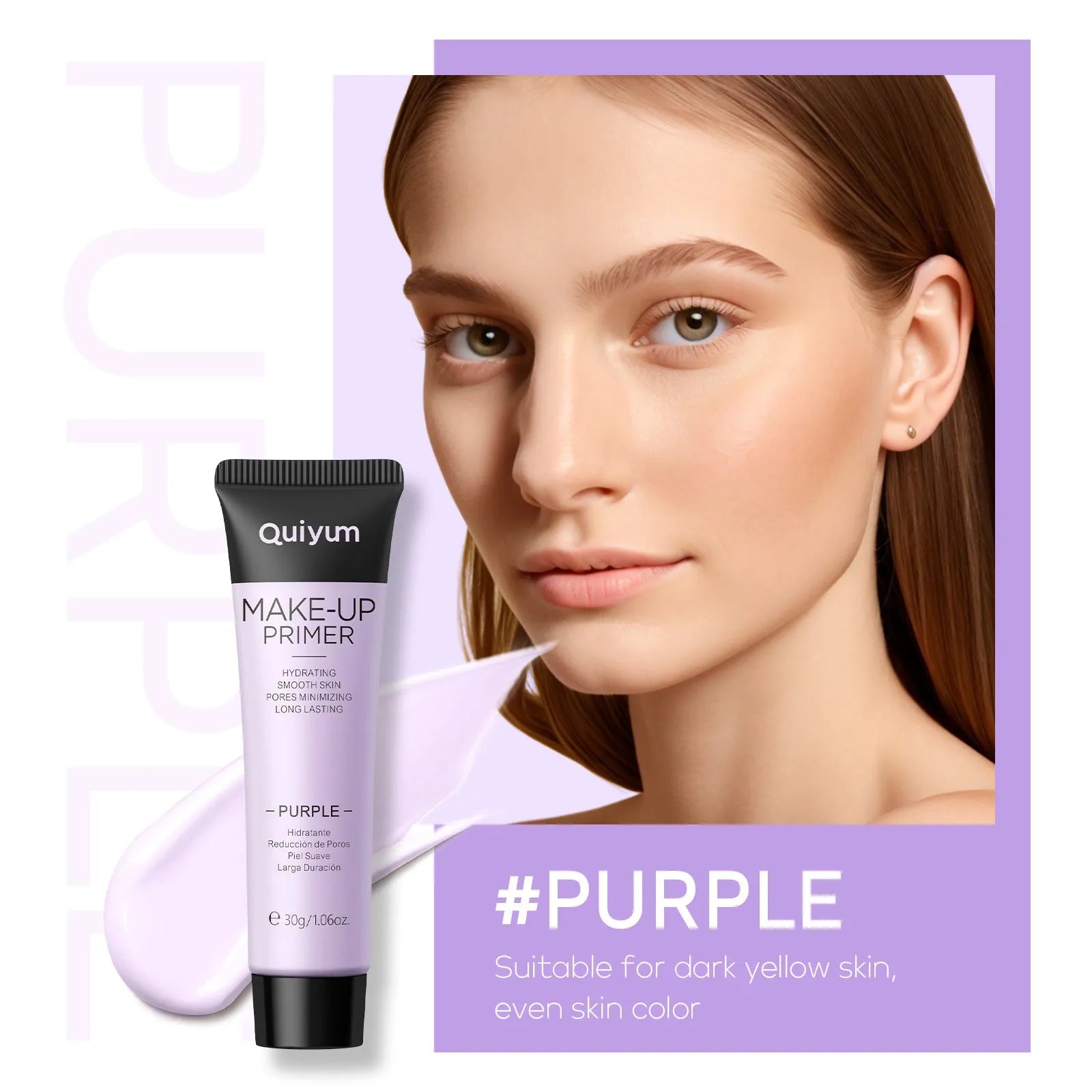 30g moisturising colour correcting makeup primer in green, pink, and purple shades