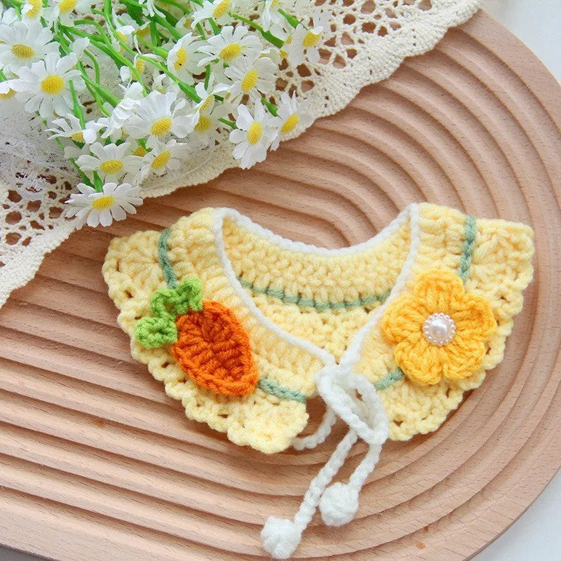 Handmade embroidered cotton scarf collar for small dog photo decoration in colourful print design