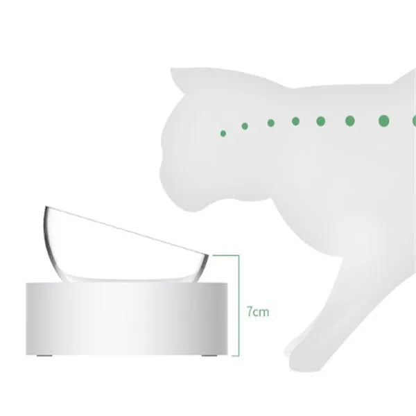 Transparent PC 15 degree adjustable cat bowl with ABS base on floor