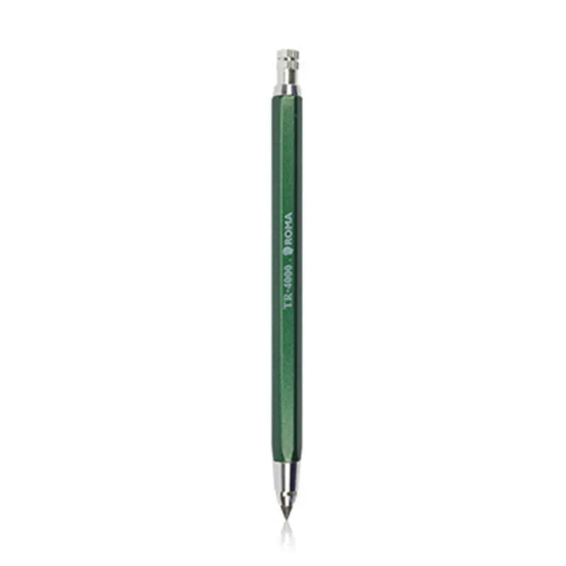 Yellow mechanical drawing pencil with 4.0 mm thick colour lead and six assorted refill tubes