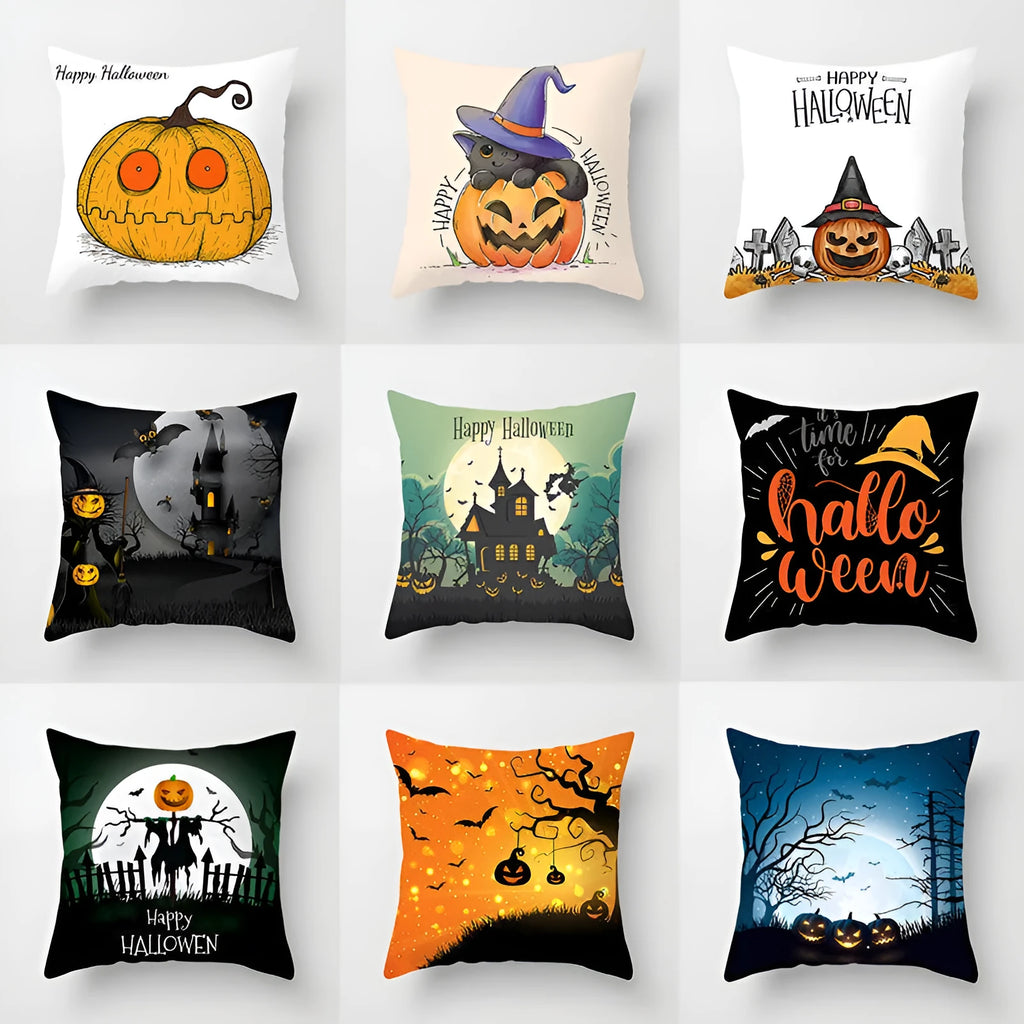 Halloween pillowcase 45x45cm in peach skin fabric with modern simple square design for living room cushion